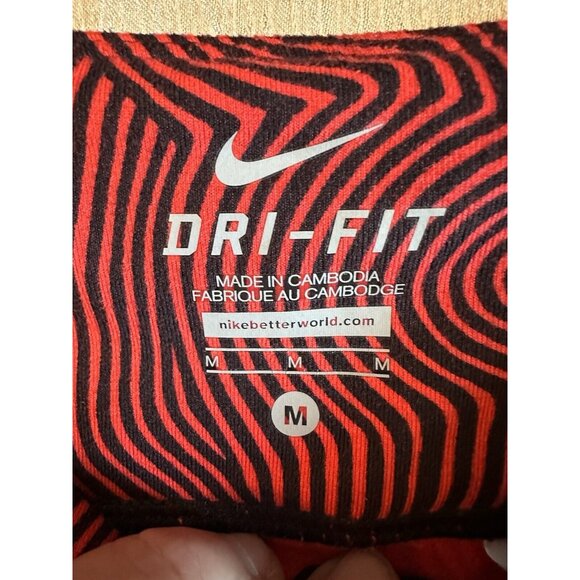 Nike Running Leggings Workout Capri‎ Crop Leggings Red Black Sz Medium Gym Women - Picture 4 of 8